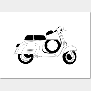 Vespa 90 Super Sprint Black Outline Posters and Art